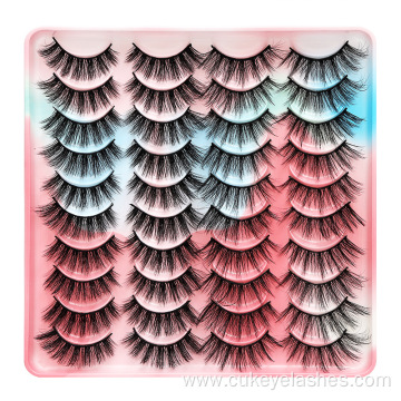 20 pairs eyelashes pink tray strip classic lashes